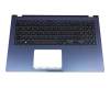 Keyboard incl. topcase DE (german) black/blue with backlight original suitable for Asus VivoBook 15 X509DA