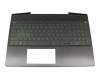 Keyboard incl. topcase DE (german) black/green/black with backlight original suitable for HP Pavilion Gaming 15-cx0000