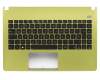 Keyboard incl. topcase DE (german) black/green original suitable for Asus F401A