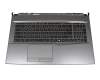 Keyboard incl. topcase DE (german) black/grey with backlight original suitable for MSI GP75 9SE (MS-17E2)