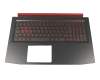 Keyboard incl. topcase DE (german) black/red/black with backlight (Nvidia 1060) original suitable for Acer Nitro 5 (AN515-52)