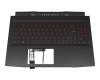 Keyboard incl. topcase DE (german) black/red/black with backlight original suitable for MSI Bravo 15 B5DD (MS-158K)