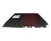 Keyboard incl. topcase DE (german) black/red/black with backlight original suitable for MSI GF66 11UC/11UD/11SC (MS-1582)