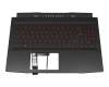 Keyboard incl. topcase DE (german) black/red/black with backlight original suitable for MSI GF66 Katana 11UC/11UD/11SC (MS-1582)