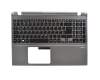 Keyboard incl. topcase DE (german) black/silver with backlight original suitable for Acer Aspire M5-581T