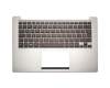 Keyboard incl. topcase DE (german) black/silver with backlight original suitable for Asus U38DT