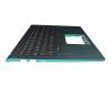 Keyboard incl. topcase DE (german) black/turquoise with backlight original suitable for Asus VivoBook S15 S530FN