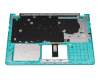 Keyboard incl. topcase DE (german) black/turquoise with backlight original suitable for Asus VivoBook S15 X530FN