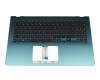 Keyboard incl. topcase DE (german) black/turquoise with backlight original suitable for Asus VivoBook S15 X530UA