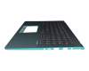 Keyboard incl. topcase DE (german) black/turquoise with backlight original suitable for Asus VivoBook S15 X530UF