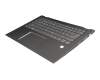 Keyboard incl. topcase DE (german) grey/black with backlight original suitable for Lenovo Yoga 520-14IKB (81C8)
