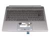 Keyboard incl. topcase DE (german) grey/grey with backlight original suitable for Acer Predator Triton 300SE (PT314-51S)