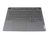 Keyboard incl. topcase DE (german) grey/grey with backlight original suitable for Lenovo Legion Slim 5-16IRH8 (82YA/83D6)
