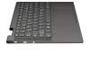 Keyboard incl. topcase DE (german) grey/grey with backlight original suitable for Lenovo Yoga C740-14IML (81TC)