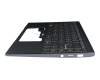 Keyboard incl. topcase DE (german) grey/grey with backlight original suitable for MSI Modern 15 A11RBS (MS-1552)