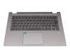 Keyboard incl. topcase DE (german) grey/silver with backlight original suitable for Lenovo Flex 6-14IKB (81EM)