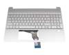 Keyboard incl. topcase DE (german) silver/silver with backlight original suitable for HP 15s-eq2000