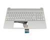 Keyboard incl. topcase DE (german) silver/silver with backlight original suitable for HP 15s-fq2000