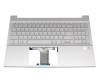 Keyboard incl. topcase DE (german) silver/silver with backlight original suitable for HP 15s-fq3000