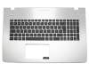 Keyboard incl. topcase FR (french) black/silver with backlight original suitable for Asus N76VM