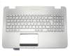 Keyboard incl. topcase FR (french) silver/silver with backlight original suitable for Asus N551JX
