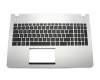 Keyboard incl. topcase US (english) black/silver with backlight original suitable for Asus N56VJ