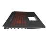 V170762EE1 FR original Sunrex keyboard incl. topcase FR (french) black/red/black with backlight